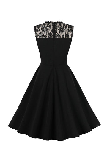 1950s Vestido Negro con Encaje